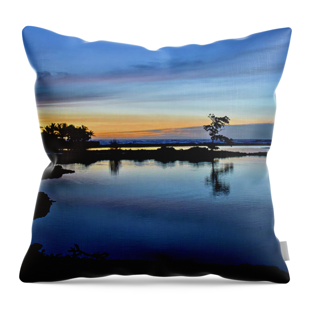 Sunrise Throw Pillow featuring the photograph Sunrise Lagoon by Jeannee Gannuch