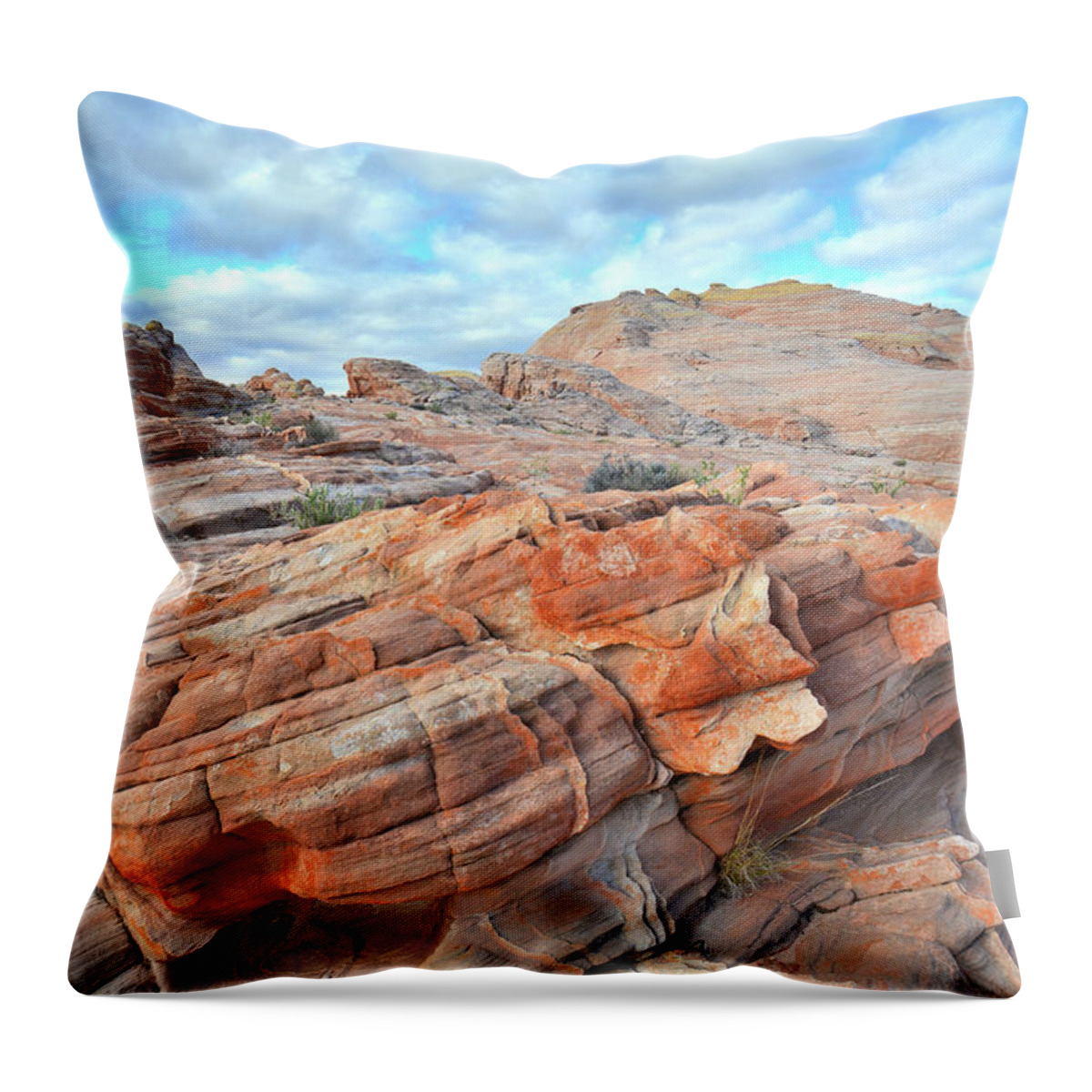 Valley Of Fire State Park Throw Pillow featuring the photograph Sunrise on Sandstone in Valley of Fire by Ray Mathis