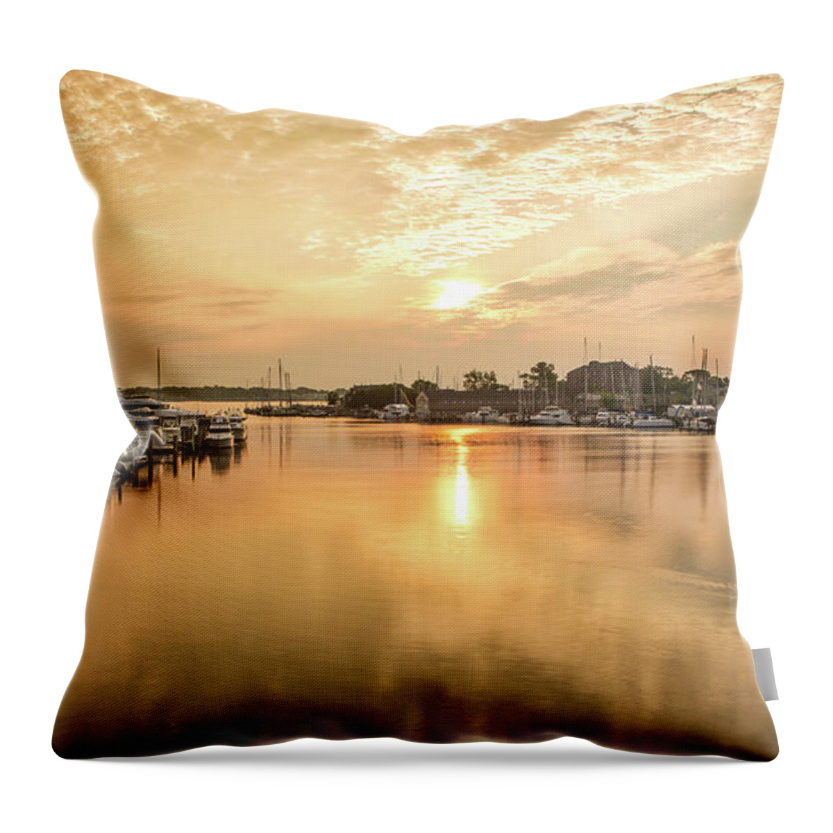 Spa Creek Throw Pillow featuring the photograph Sunrise on Spa Creek by Walt Baker