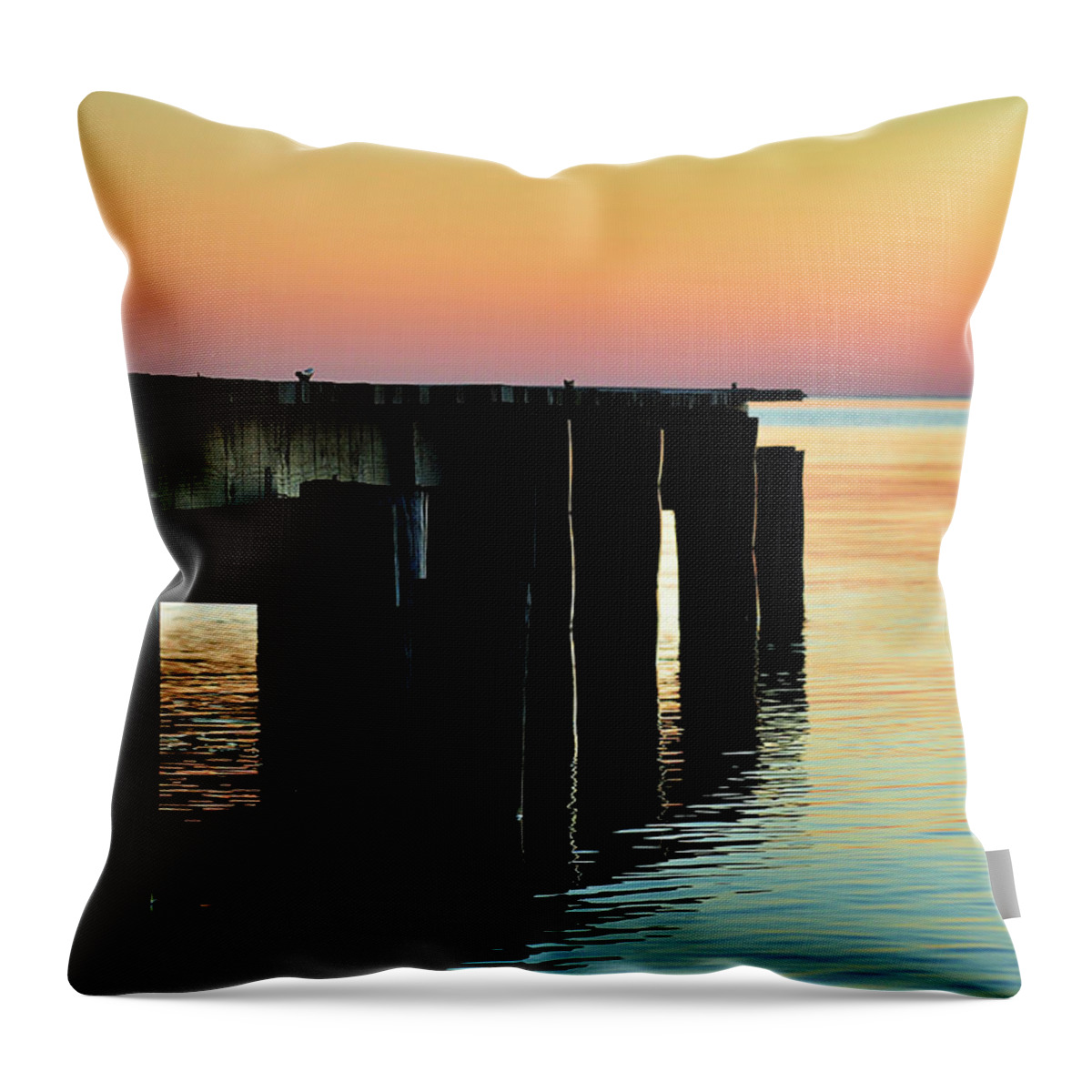 Sunrise Throw Pillow featuring the photograph Sunrise Over Chesapeake Bay by Rebecca Sherman