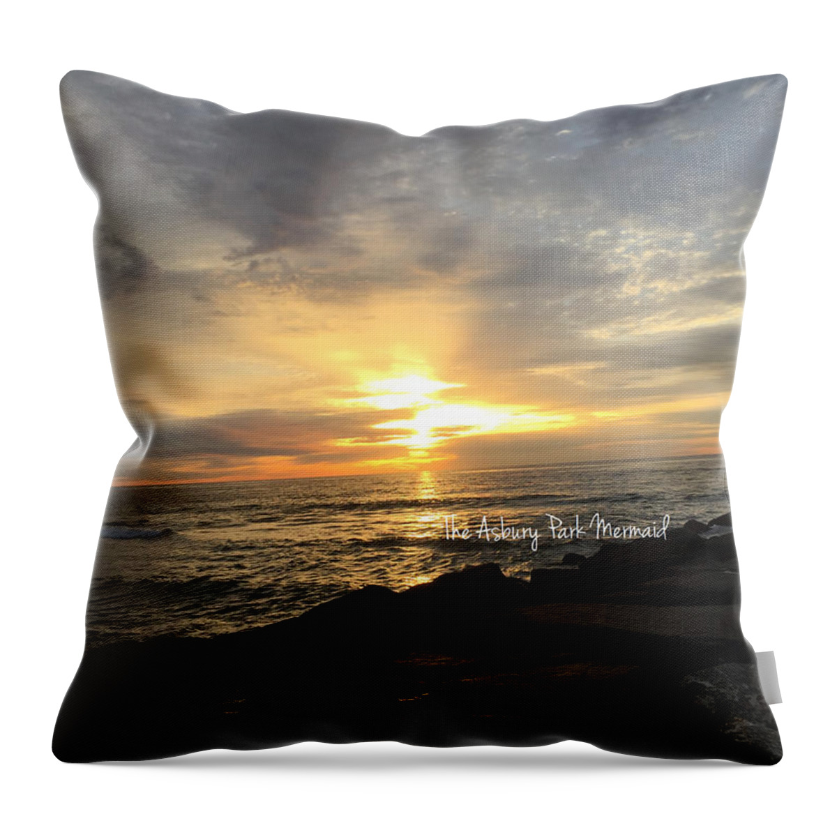 Asbury Park Throw Pillow featuring the painting Sunrise Over The Asbury Park Waterfront by The Asbury Park Mermaid