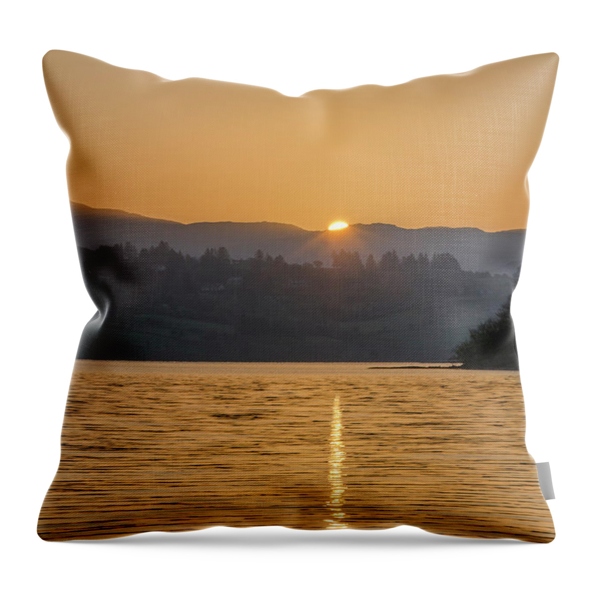 Sunrise Throw Pillow featuring the photograph Sunrise Over the Bluestack Mountains and Lough Eske in Donegal I by Bill Cannon