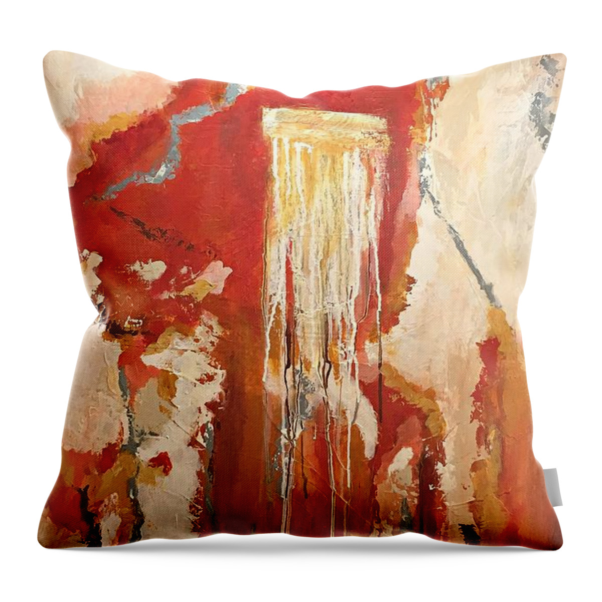 Abstract Throw Pillow featuring the painting Sunrise Springs by Mary Mirabal