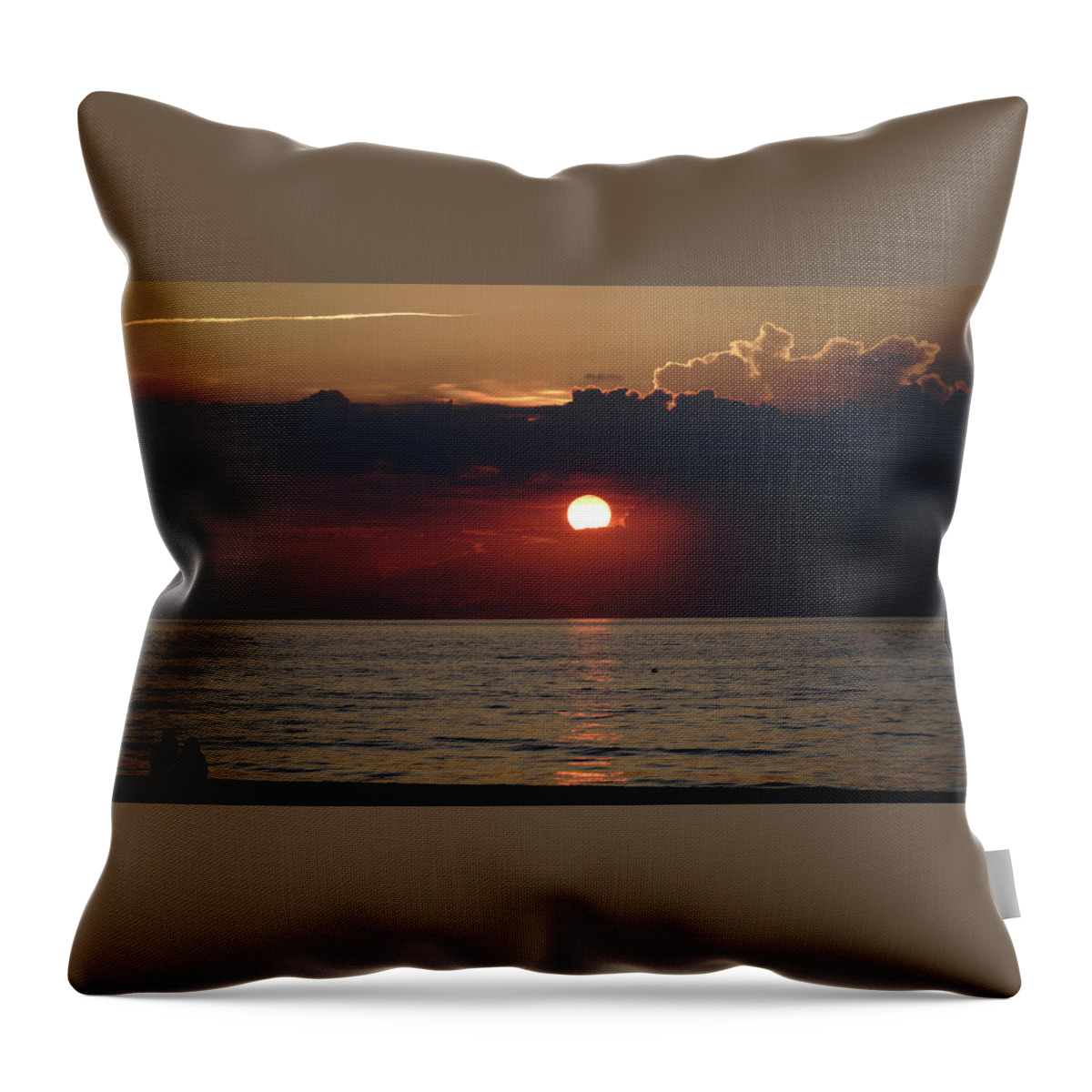 Florida Throw Pillow featuring the photograph Sunrise Sun Couple Delray Beach Florida by Lawrence S Richardson Jr