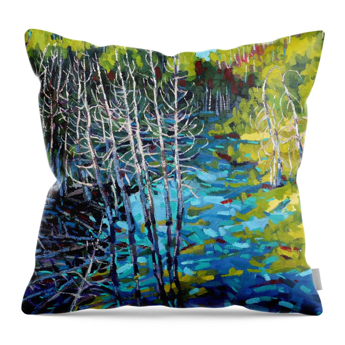 Swamp Throw Pillow featuring the painting Sunrise Swamp by Phil Chadwick