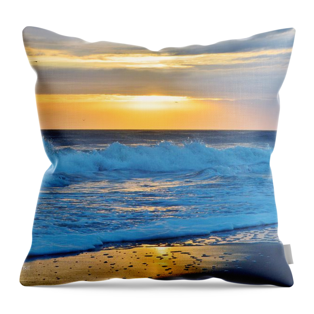 Waves Throw Pillow featuring the photograph Sunrise with a Splash by Barbara Ann Bell