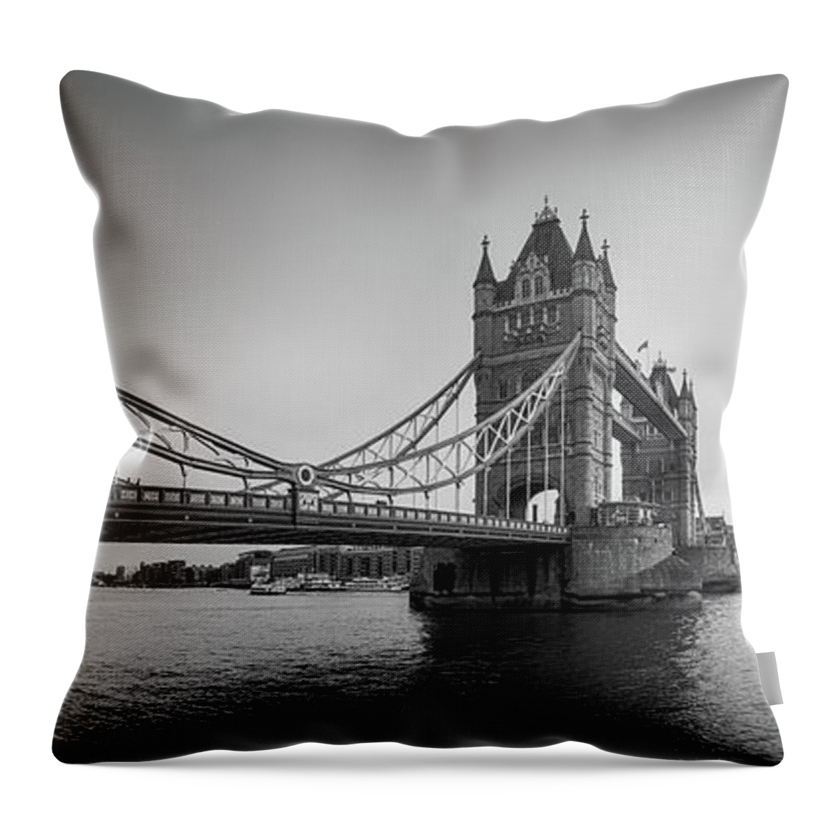 City Throw Pillow featuring the photograph Sunser over River Thames BW by Mariusz Talarek
