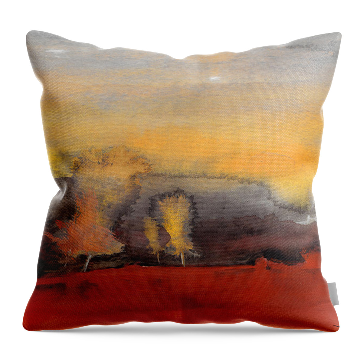 Watercolour Landscape Throw Pillow featuring the painting Sunset 23 by Miki De Goodaboom