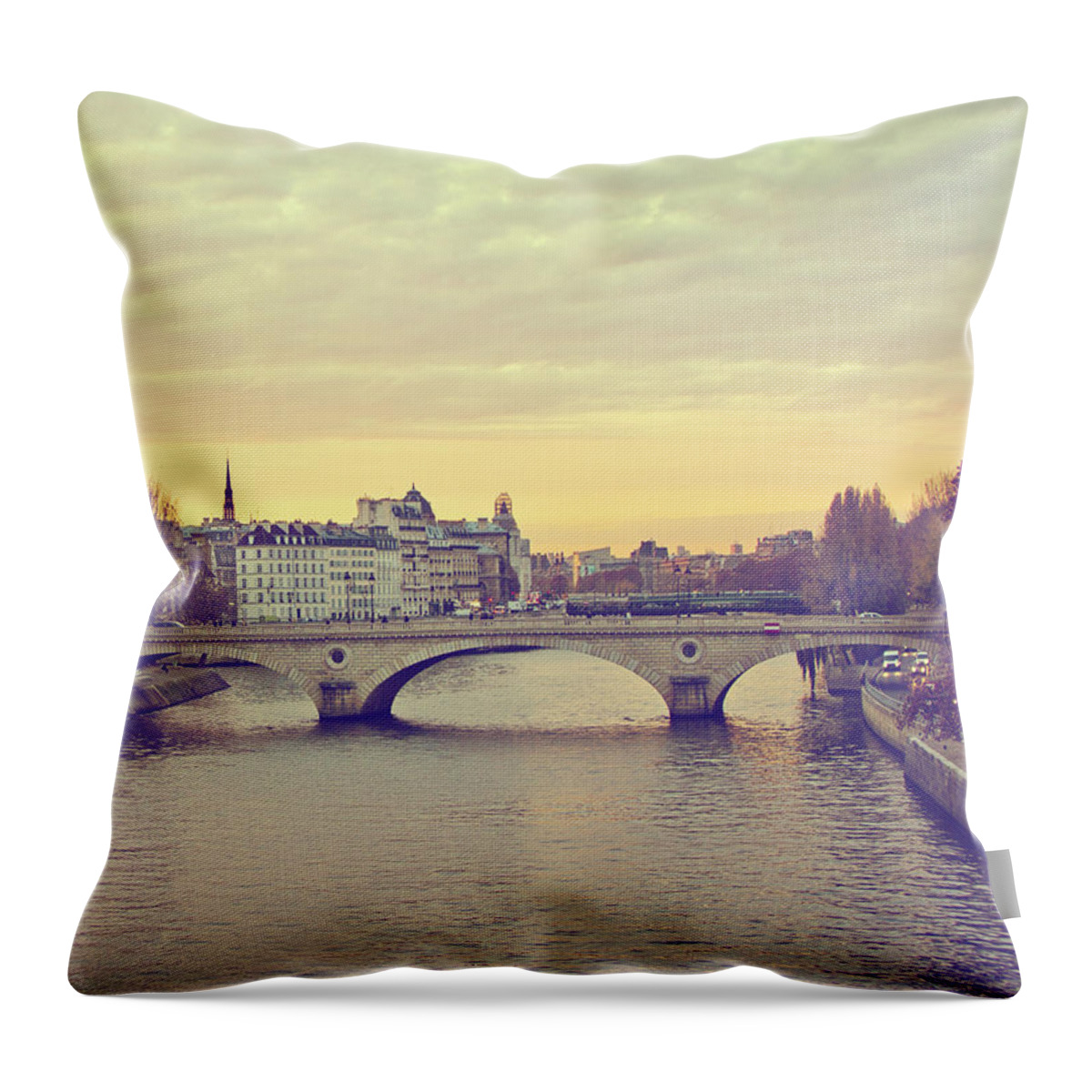 Paris Throw Pillow featuring the photograph Sunset Across The Seine by Melanie Alexandra Price