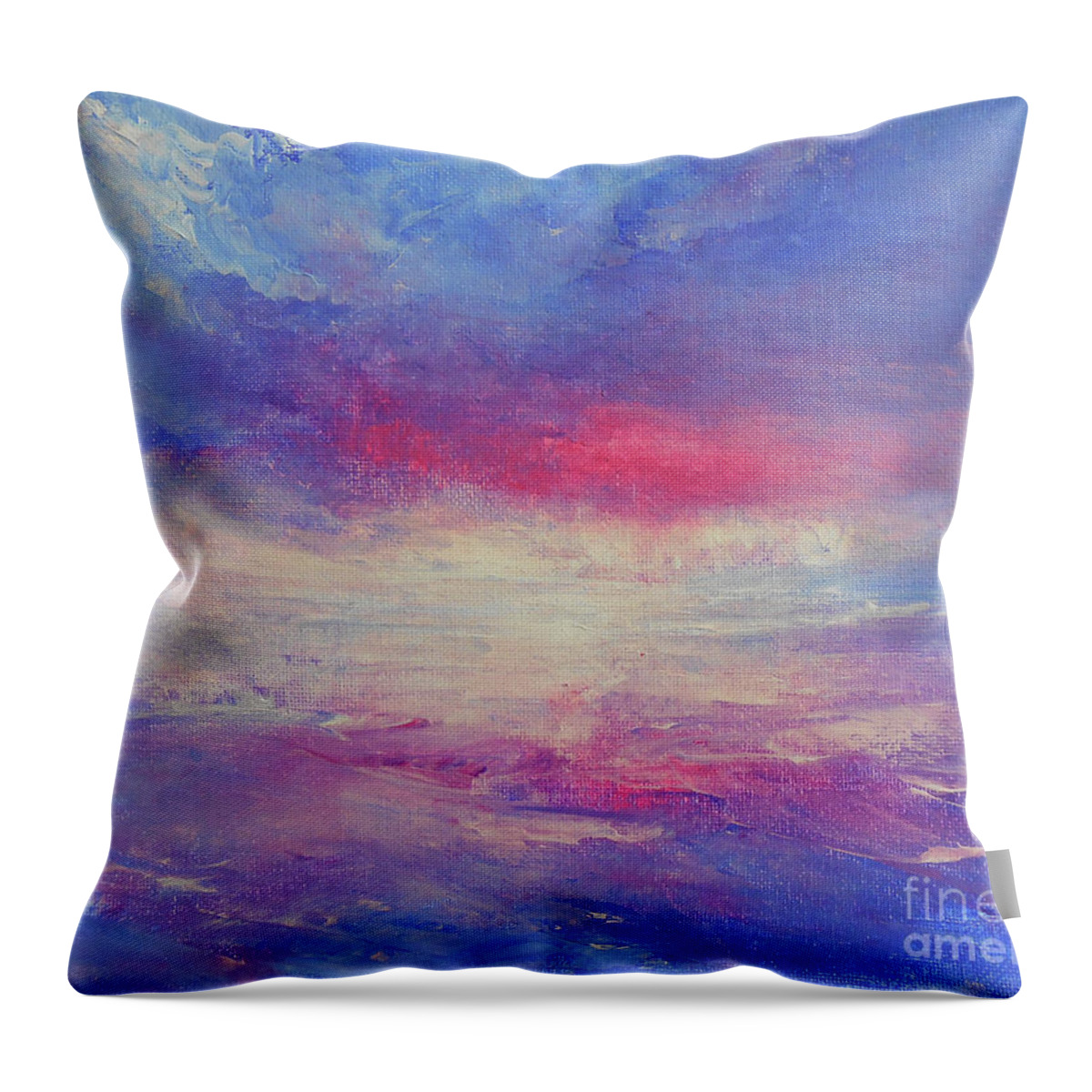 Abstract Throw Pillow featuring the painting Sunset Afterglow by Jane See