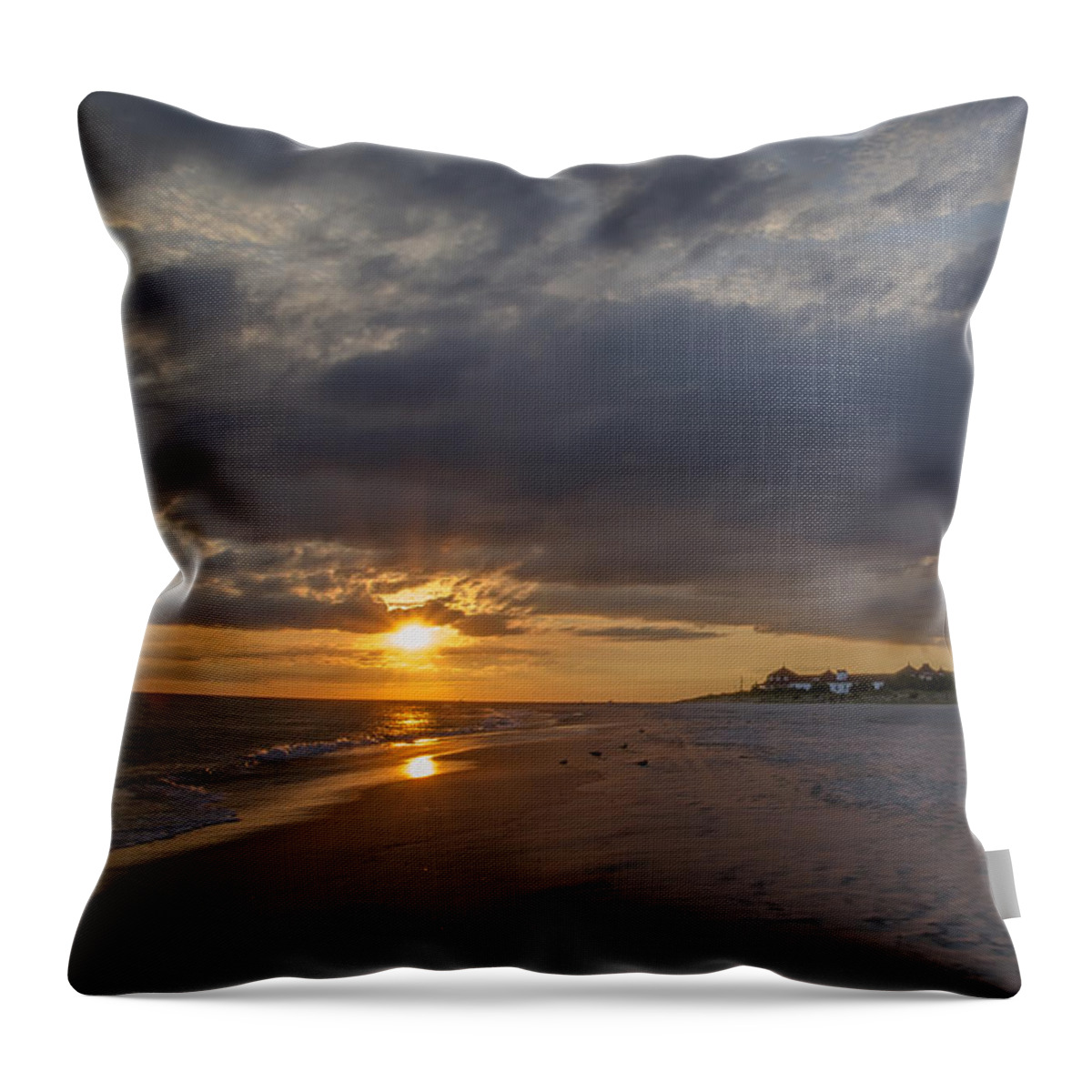 Sunset Throw Pillow featuring the photograph Sunset at Cape May Lighthouse by Bill Cannon