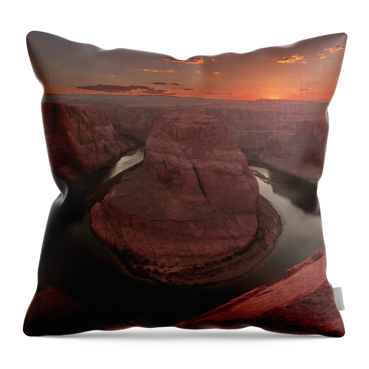 Sunset Throw Pillow featuring the photograph Sunset at Horseshoe Bend by Susan Rissi Tregoning