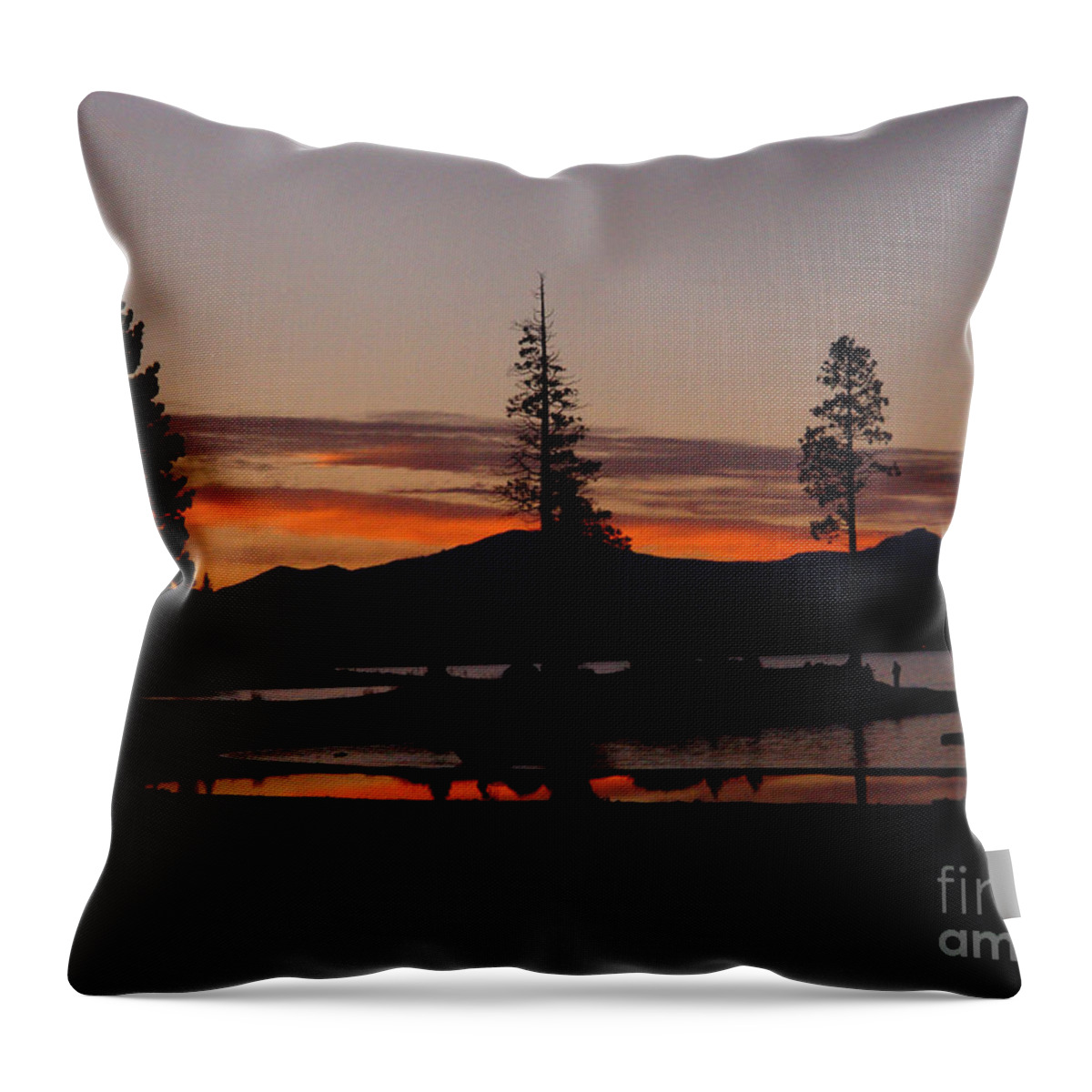 Lake Almanor Throw Pillow featuring the photograph Sunset at Lake Almanor 02 by Peter Piatt