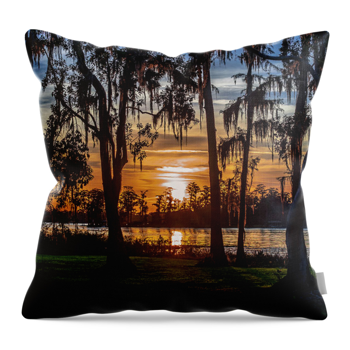 Sunset Throw Pillow featuring the photograph Sunset at Lake Jessamine by Jeffrey Gruszel