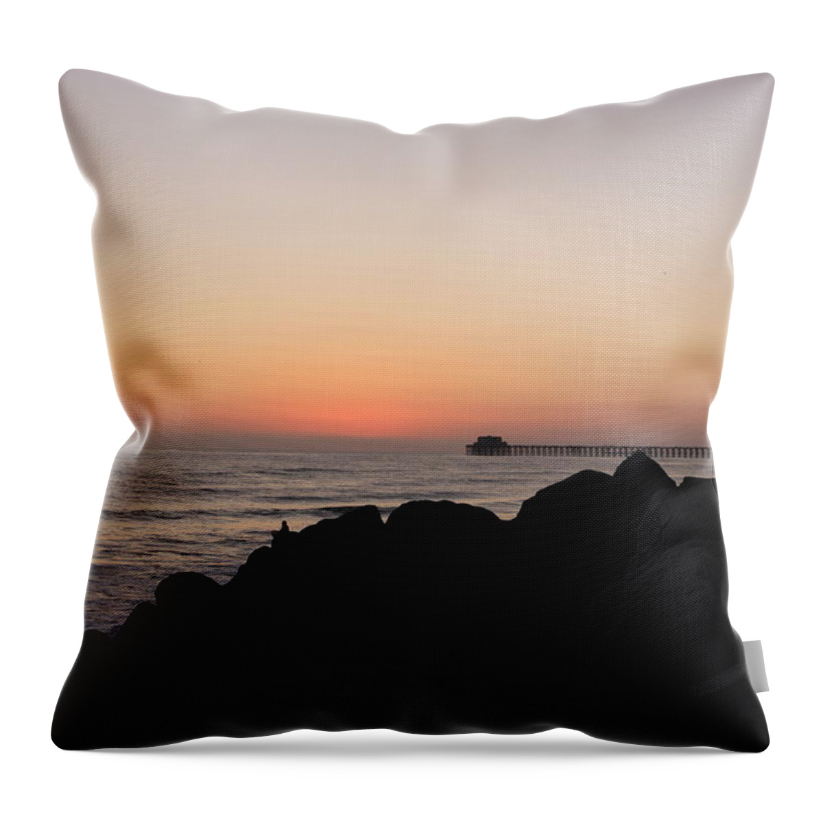 Oceanside Throw Pillow featuring the photograph Sunset at Oceanside by Karen Ruhl