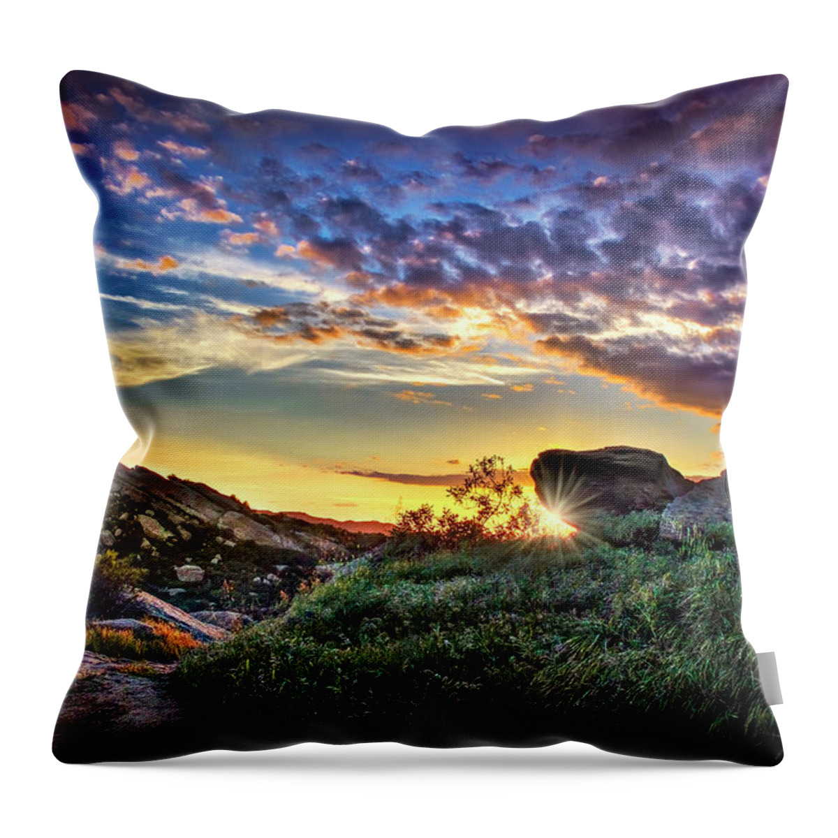Sunset Throw Pillow featuring the photograph Sunset At Sage Ranch by Endre Balogh