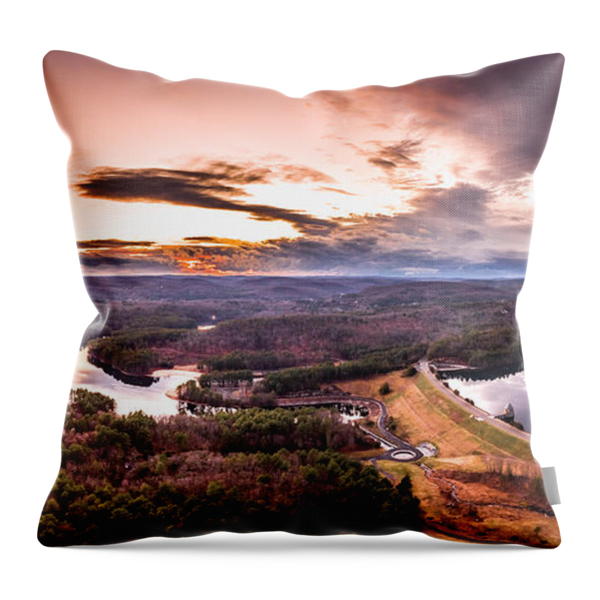 Saville Dam Throw Pillow featuring the photograph Sunset at Saville Dam - Barkhamsted Reservoir Connecticut by Mike Gearin