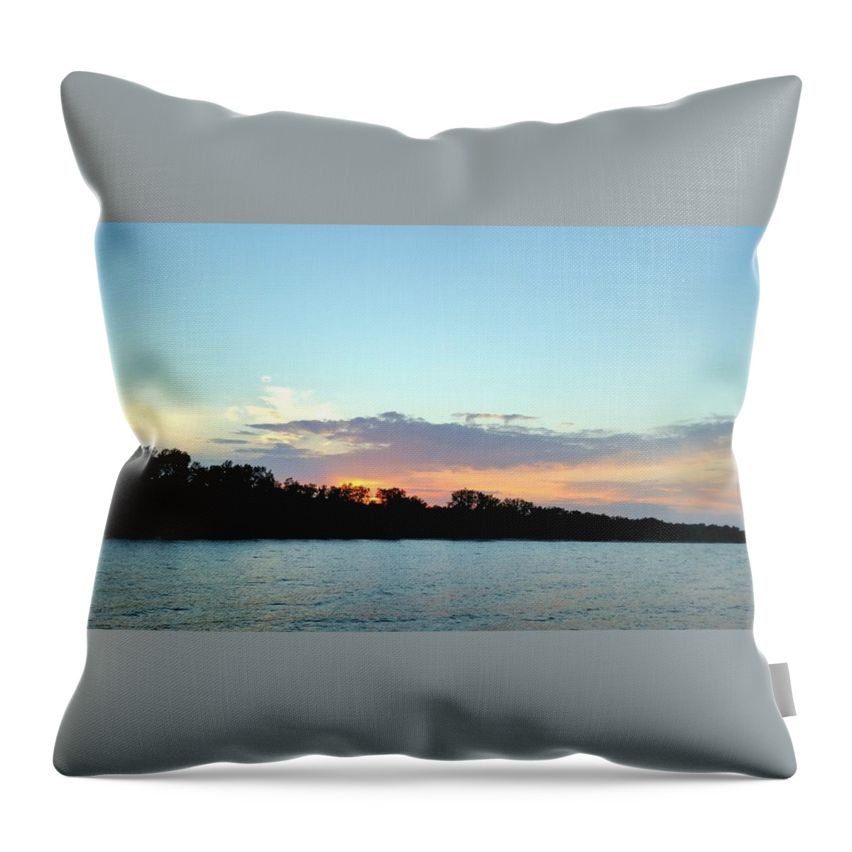 Sunset Throw Pillow featuring the photograph Sunset at the lake by Kimberly W