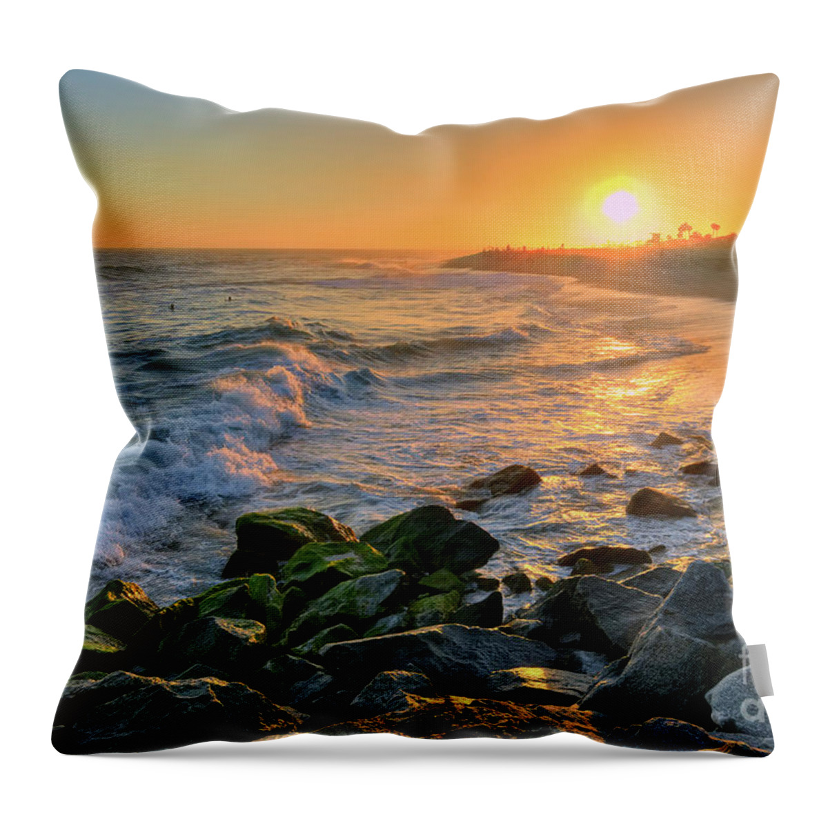 Sunset Throw Pillow featuring the photograph Sunset At The Wedge by Eddie Yerkish