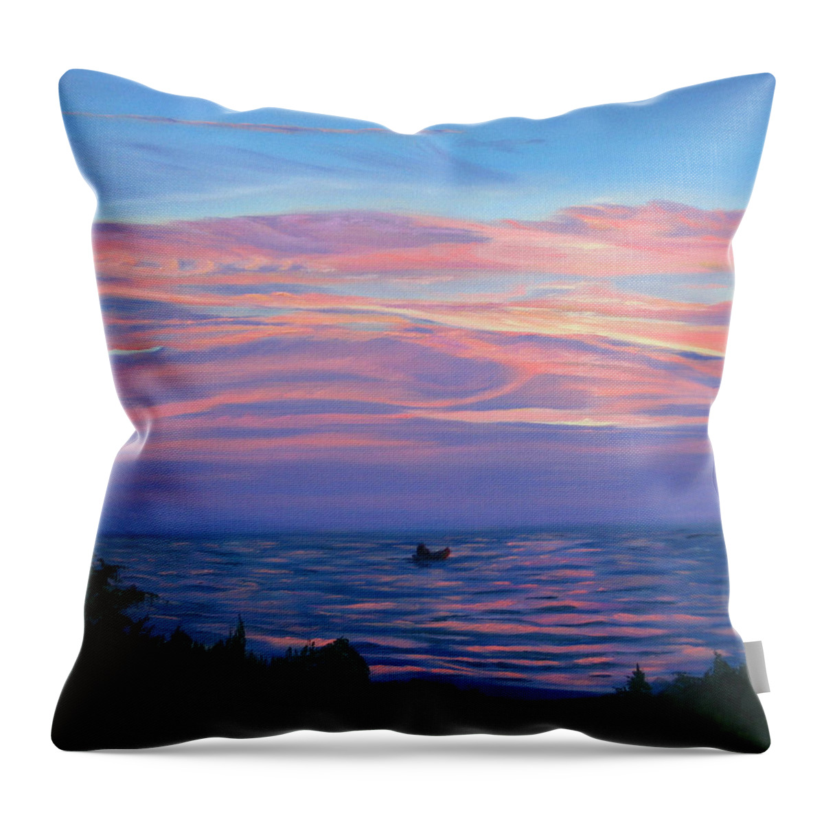 Seascape Throw Pillow featuring the painting Sunset Bay by Lea Novak