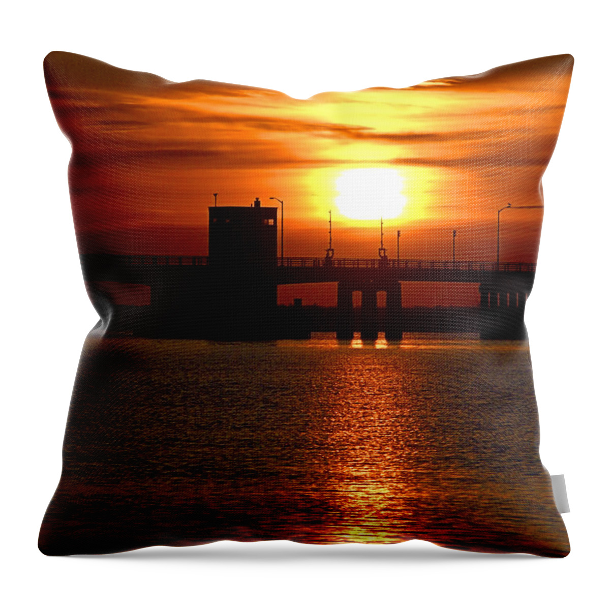 Bridge Throw Pillow featuring the photograph Sunset Bridge by Newwwman