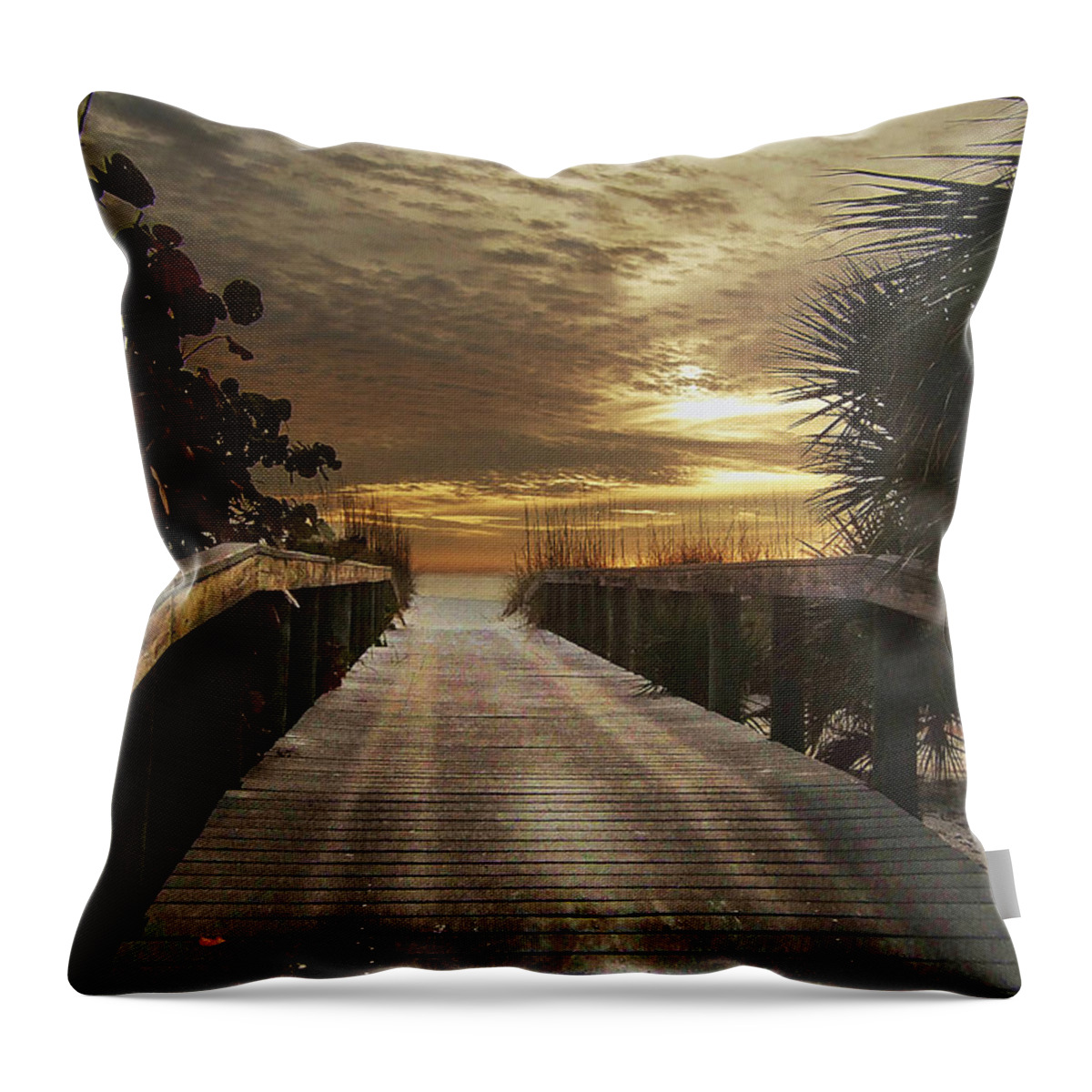 St. Pete Beach Throw Pillow featuring the photograph Sunset Bridge by Steve Ondrus