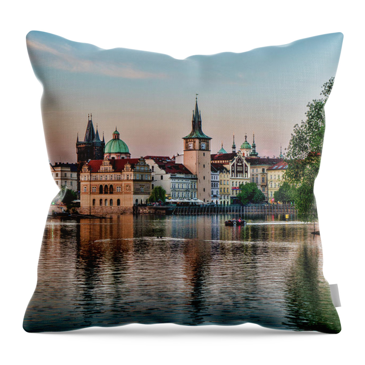 Central Europe Throw Pillow featuring the photograph Sunset Cruise Prague by Sharon Popek