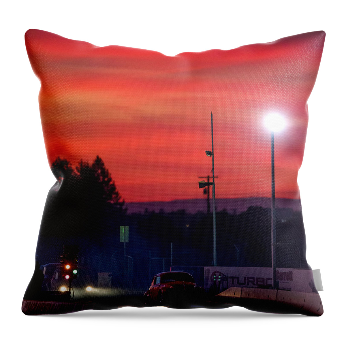 Car Show Throw Pillow featuring the photograph Sunset Drag Strip by Richard Kimbrough