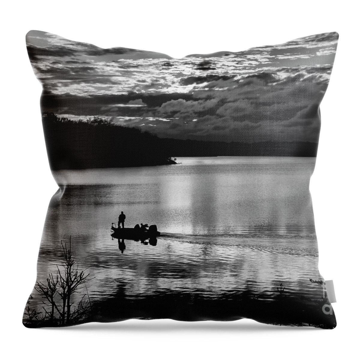 Fishing Throw Pillow featuring the photograph Sunset Fisherman 2 by Dennis Hedberg