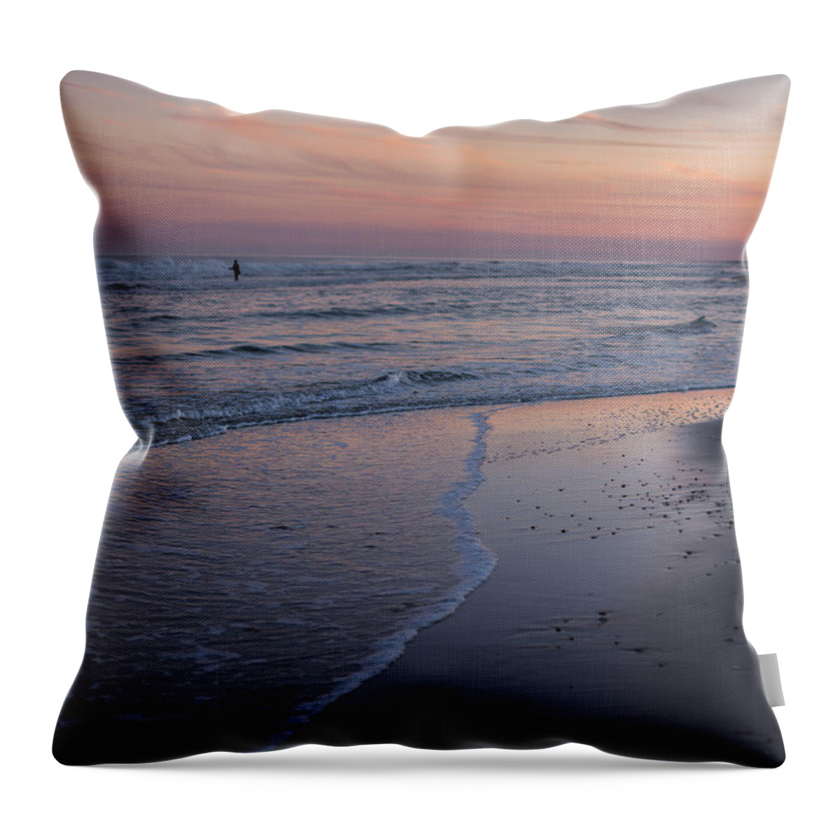 Sunset Fishing Seaside Park Nj Throw Pillow featuring the photograph Sunset Fishing Seaside Park NJ by Terry DeLuco