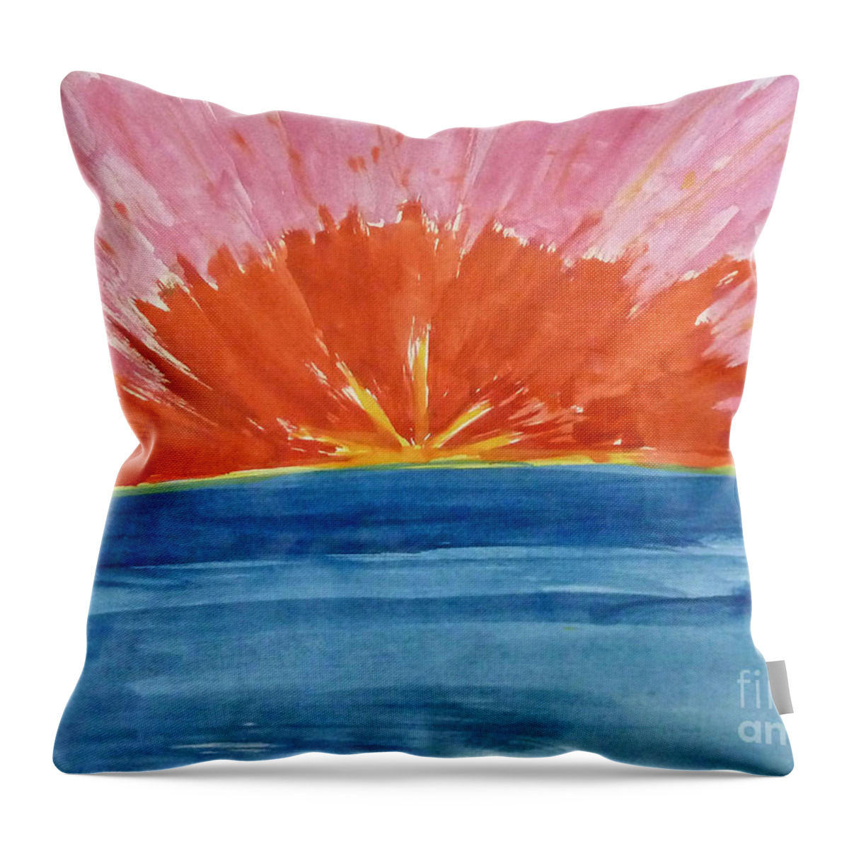 Vibrant Throw Pillow featuring the painting Sunset by Francesca Mackenney