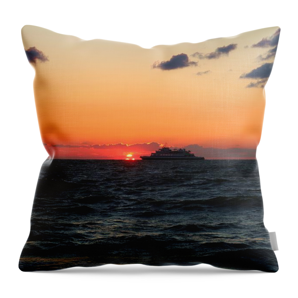 Cape May Throw Pillow featuring the photograph Sunset from the Ferry by Terrie Stickle