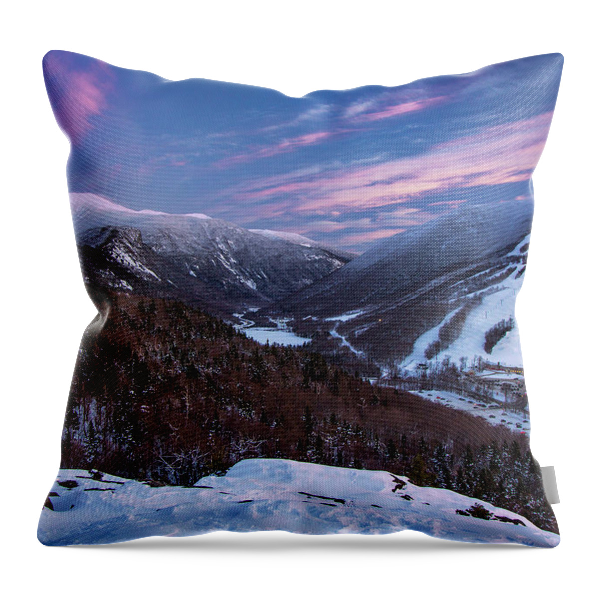 Sunset Throw Pillow featuring the photograph Sunset Glow over Cannon Mountain by White Mountain Images