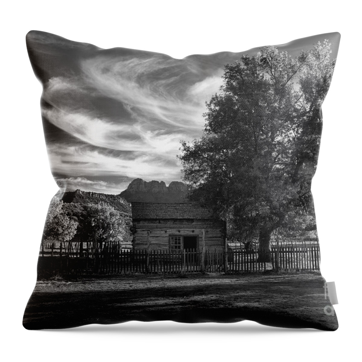 Black & White Throw Pillow featuring the photograph Sunset in Grafton Ghost Town by Sandra Bronstein