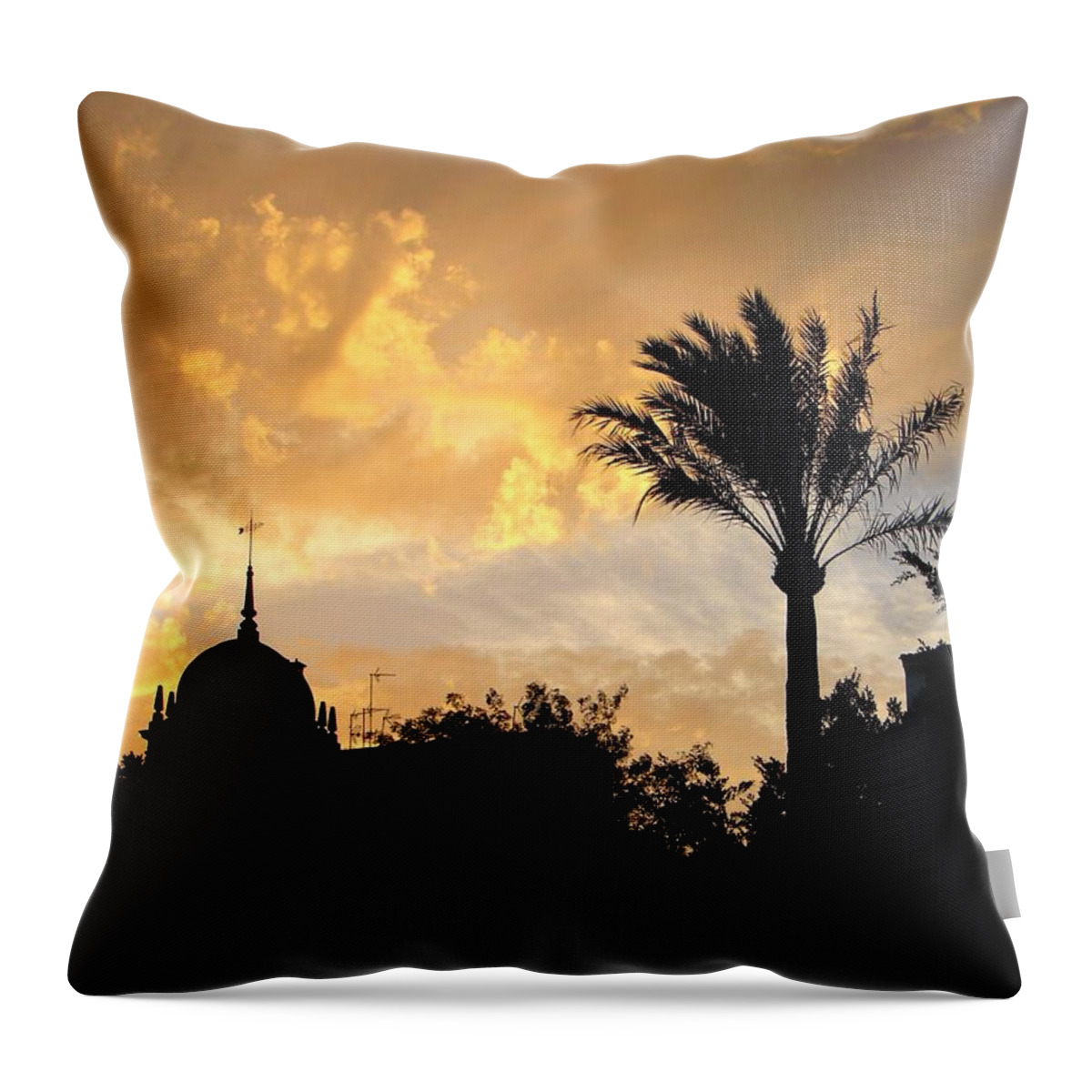Mallorca Throw Pillow featuring the photograph Sunset In Palma De Mallorca by Ana Maria Edulescu