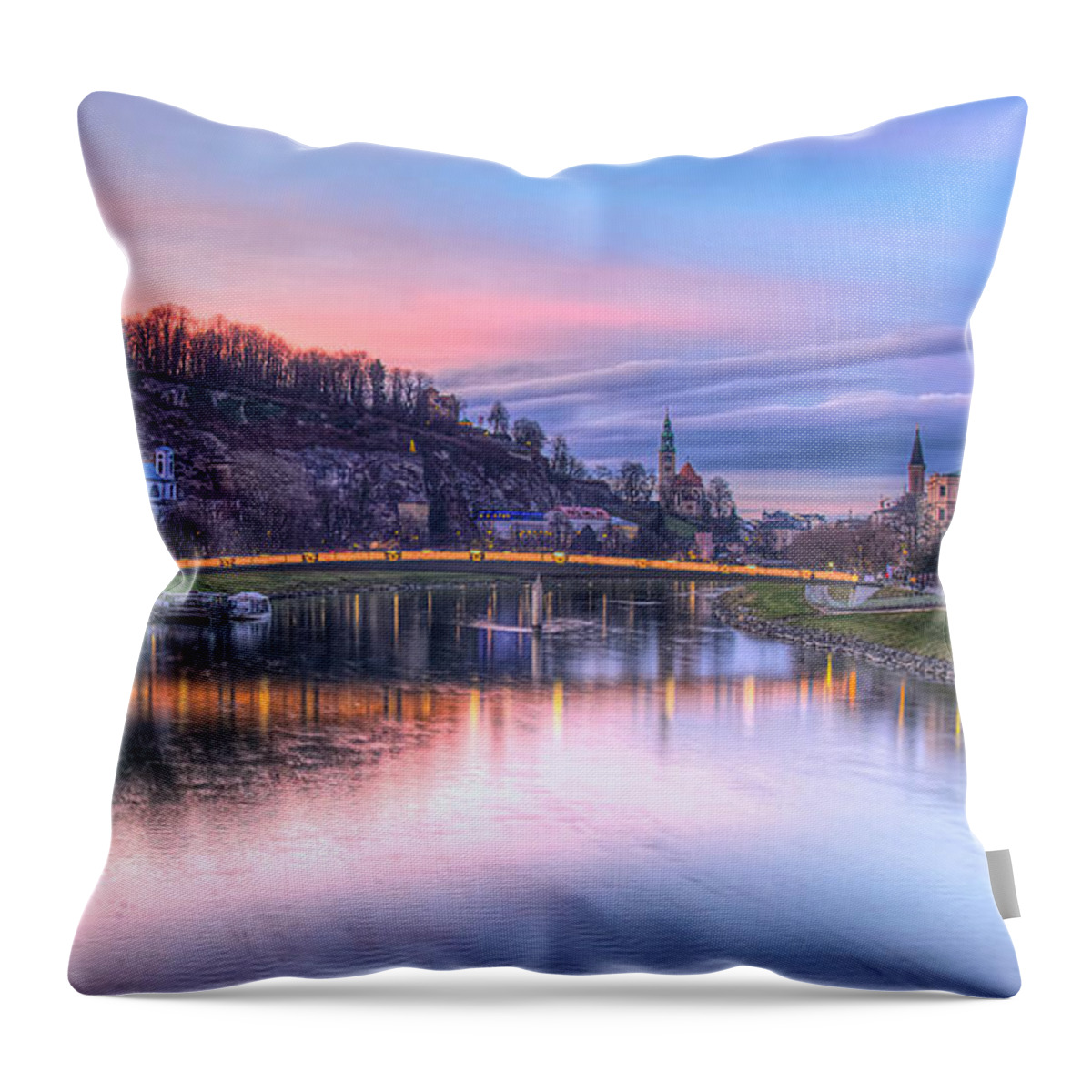 Salzburg Throw Pillow featuring the photograph Sunset in Saltzburg by Peter Kennett