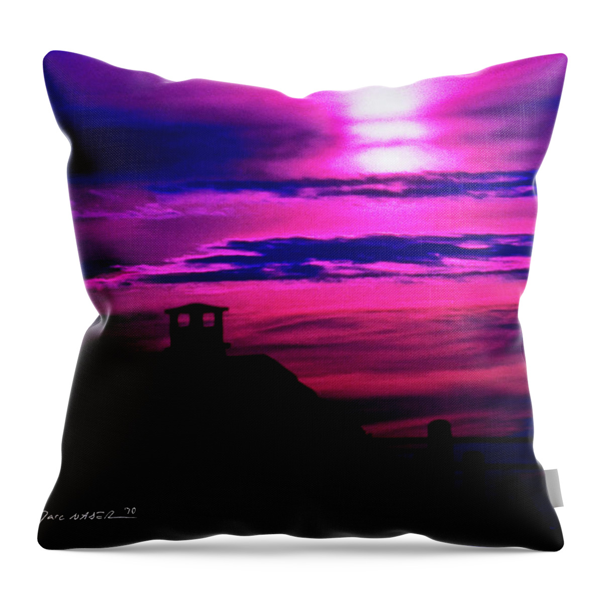 Violetsunset Throw Pillow featuring the photograph Sunset In Sete, Southern France by Marc Nader