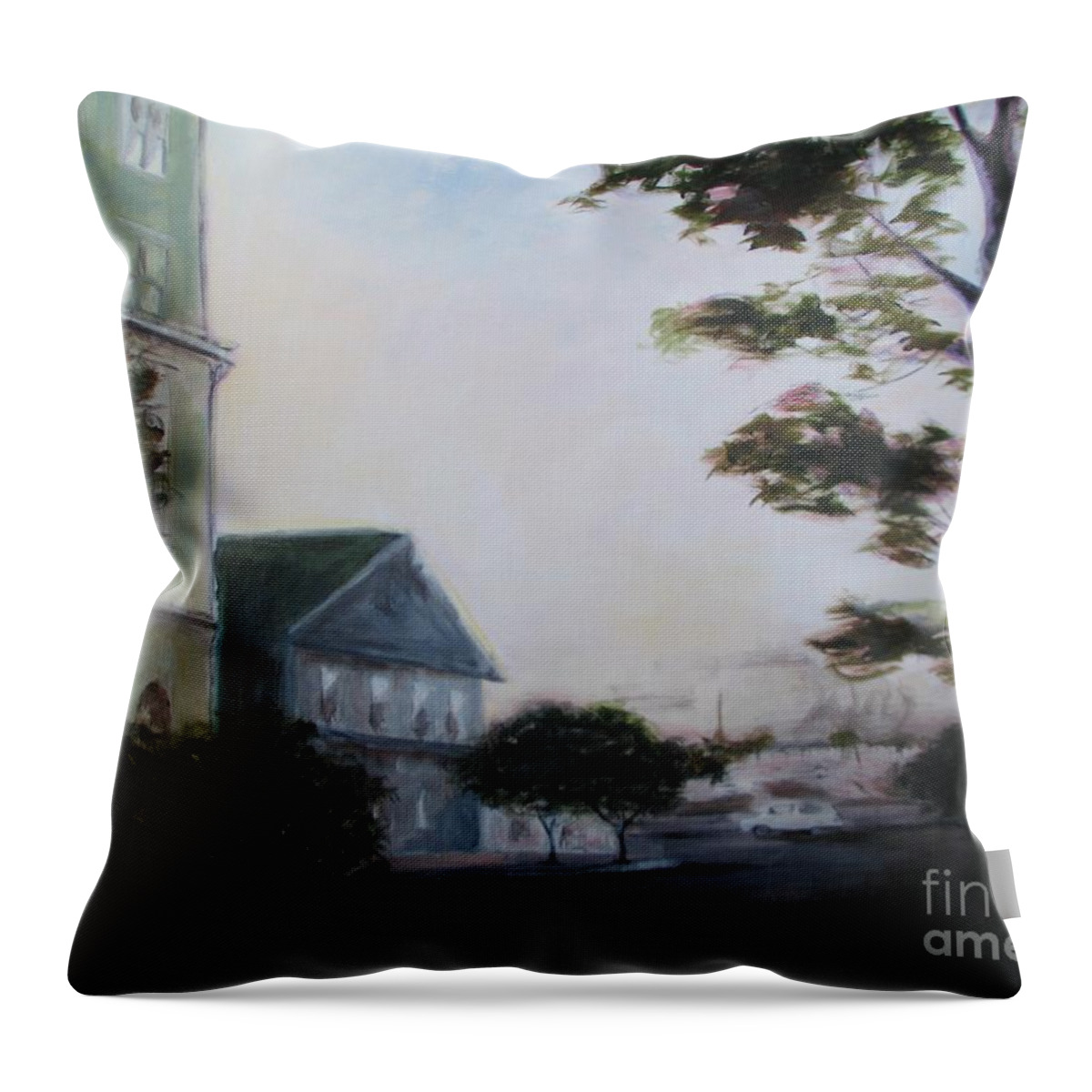Landscape Throw Pillow featuring the painting Sunset On G Street by Patricia Kanzler