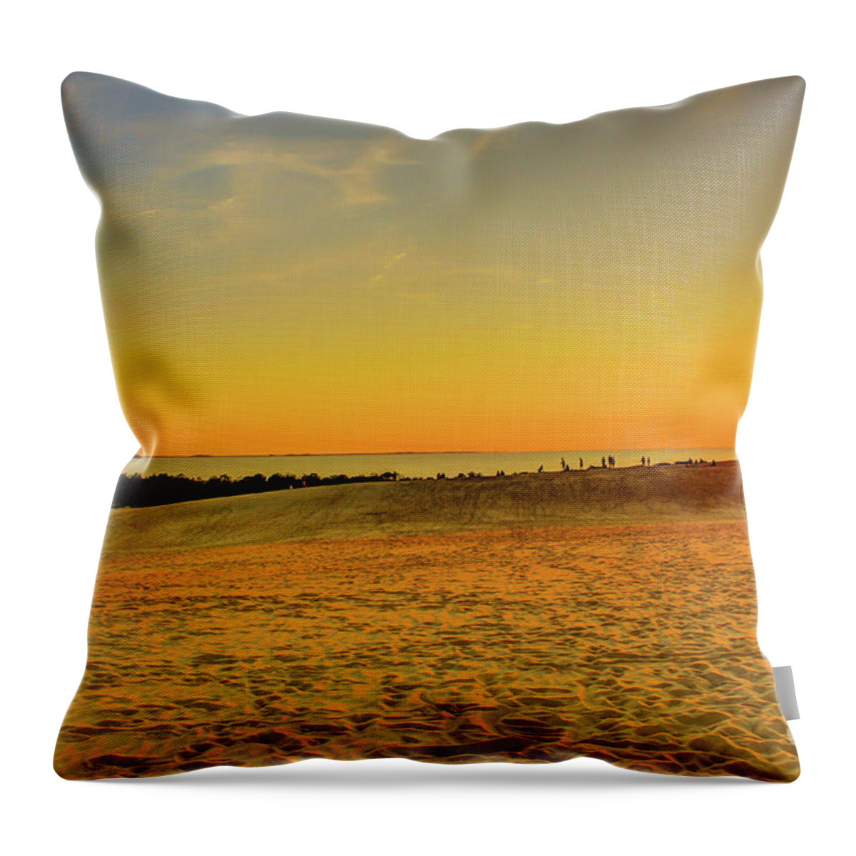 Sunset On Jockey Ridge Throw Pillow featuring the photograph Sunset on Jockey Ridge by Randy Steele