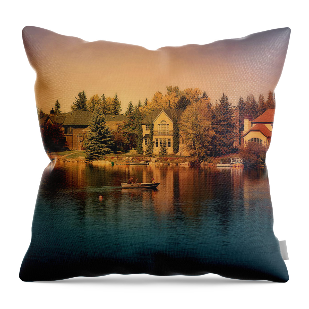 Alberta Throw Pillow featuring the photograph Sunset On The Lake by Maria Angelica Maira