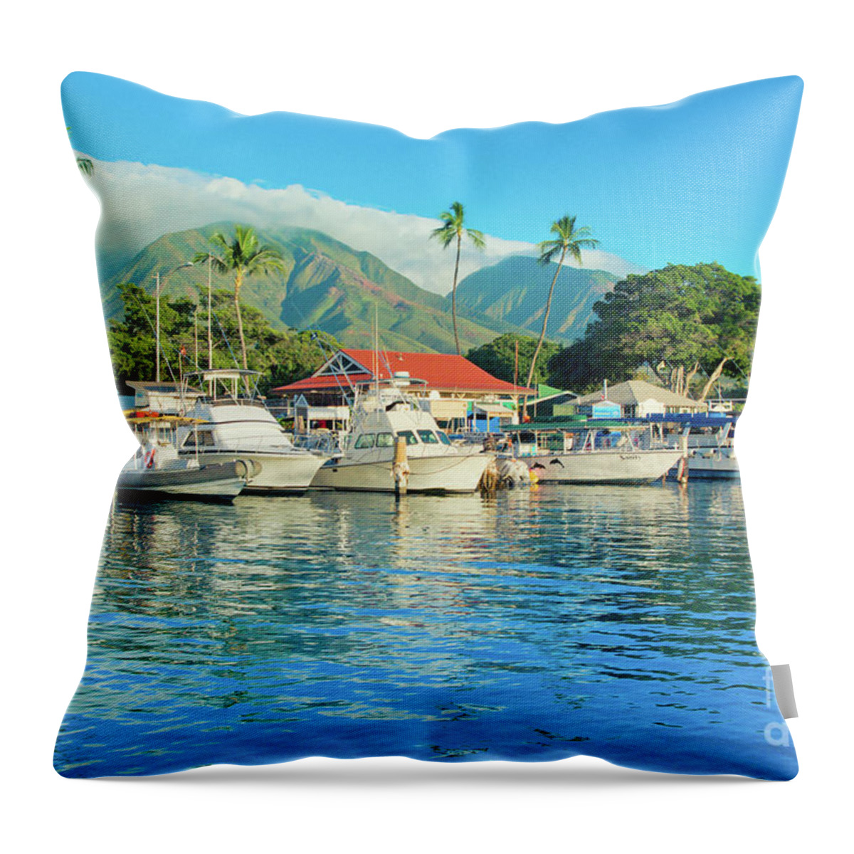 Lahaina Harbour Throw Pillow featuring the photograph Sunset on the Marina Lahaina Harbour Maui Hawaii by Sharon Mau