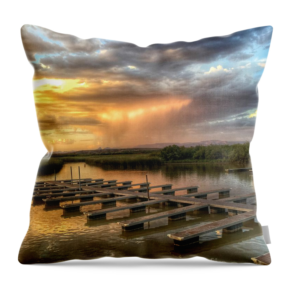 Sunsets Throw Pillow featuring the photograph Sunset on the Marsh by Marcia Breznay