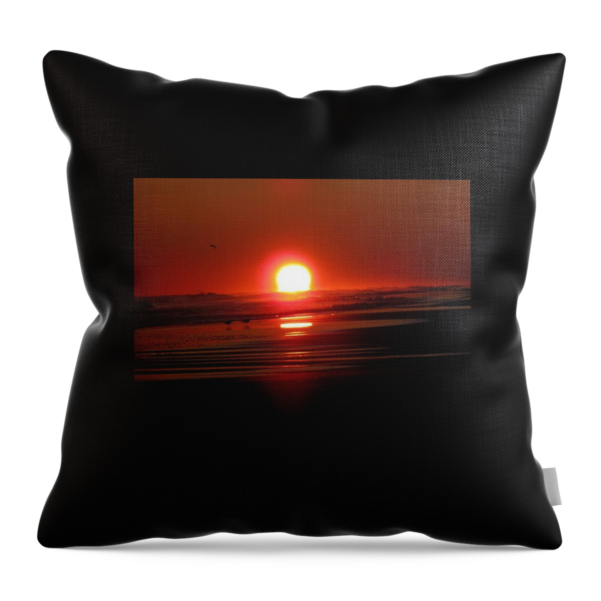 Sun Throw Pillow featuring the photograph Sunset on the Sea by Laura Henry