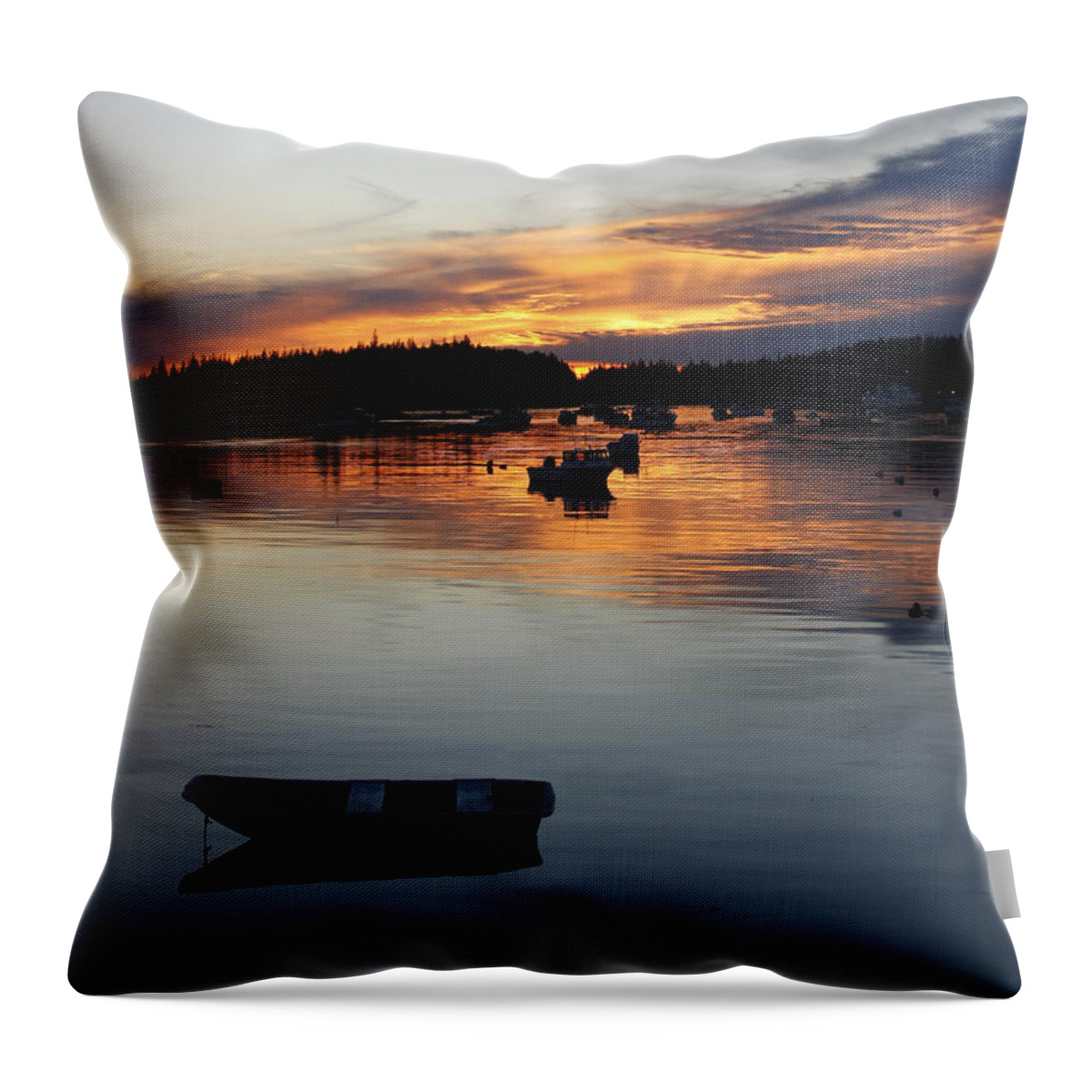 Carvers Harbor Throw Pillow featuring the photograph Sunset on Vinalhaven Maine by Michele A Loftus