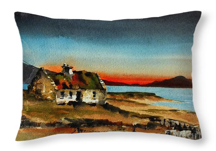 Ireland Throw Pillow featuring the painting F 707 Inishfree Bay near Ardra, Donegal.. by Val Byrne