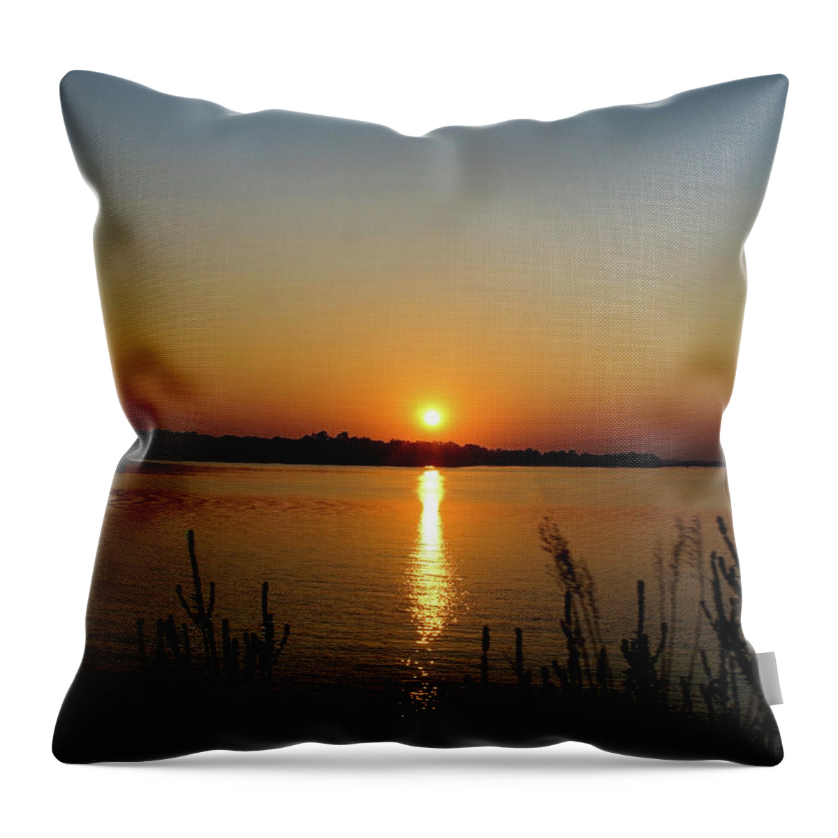 Sunset Throw Pillow featuring the photograph Sunset Over Lake Norman by M Three Photos