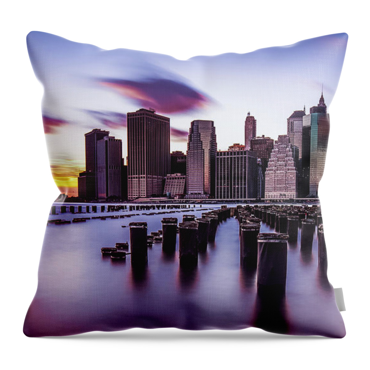 New York City Throw Pillow featuring the photograph Sunset over Manhattan by Alissa Beth Photography