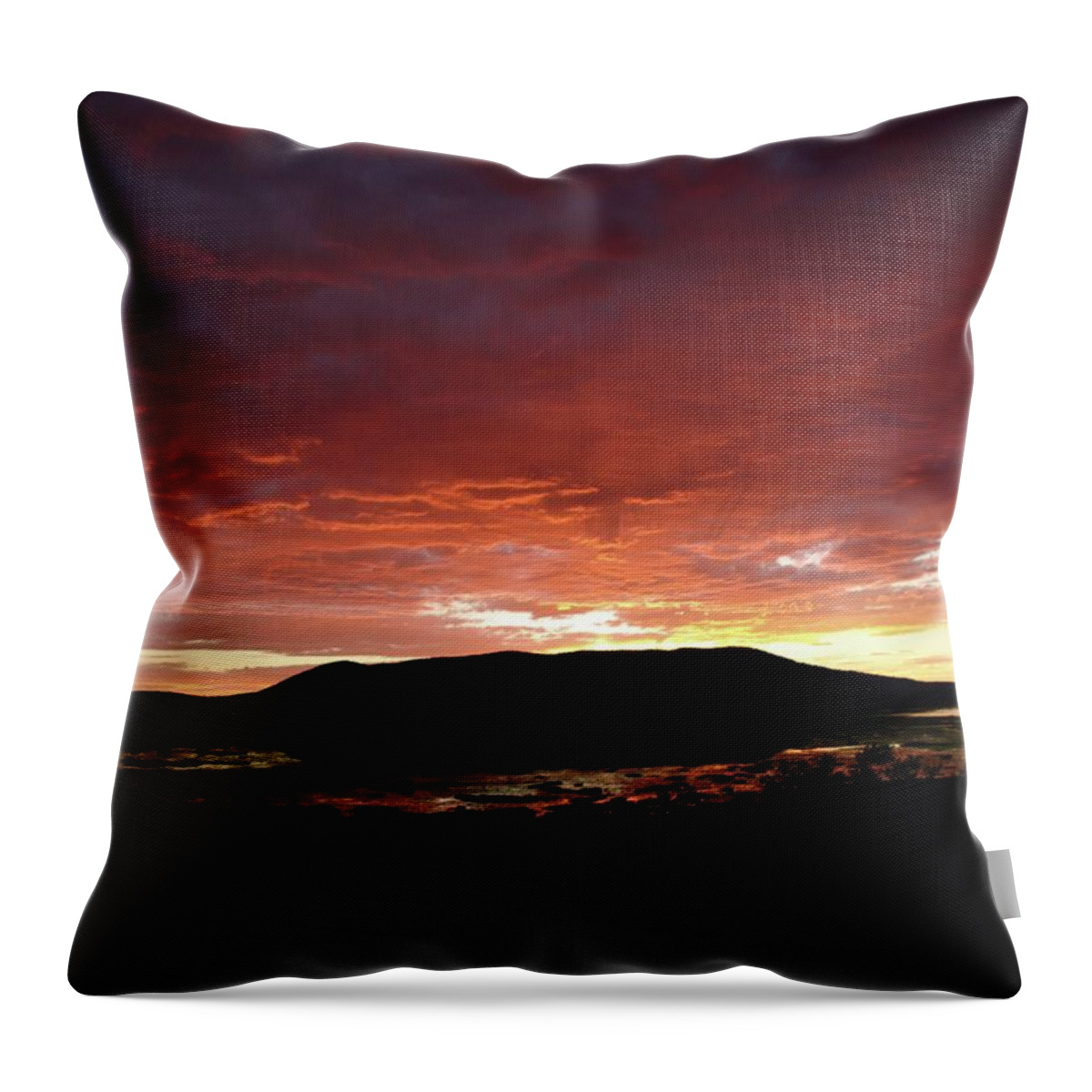 Sunset Throw Pillow featuring the painting Sunset over Mormon Lake by Dennis Ciscel