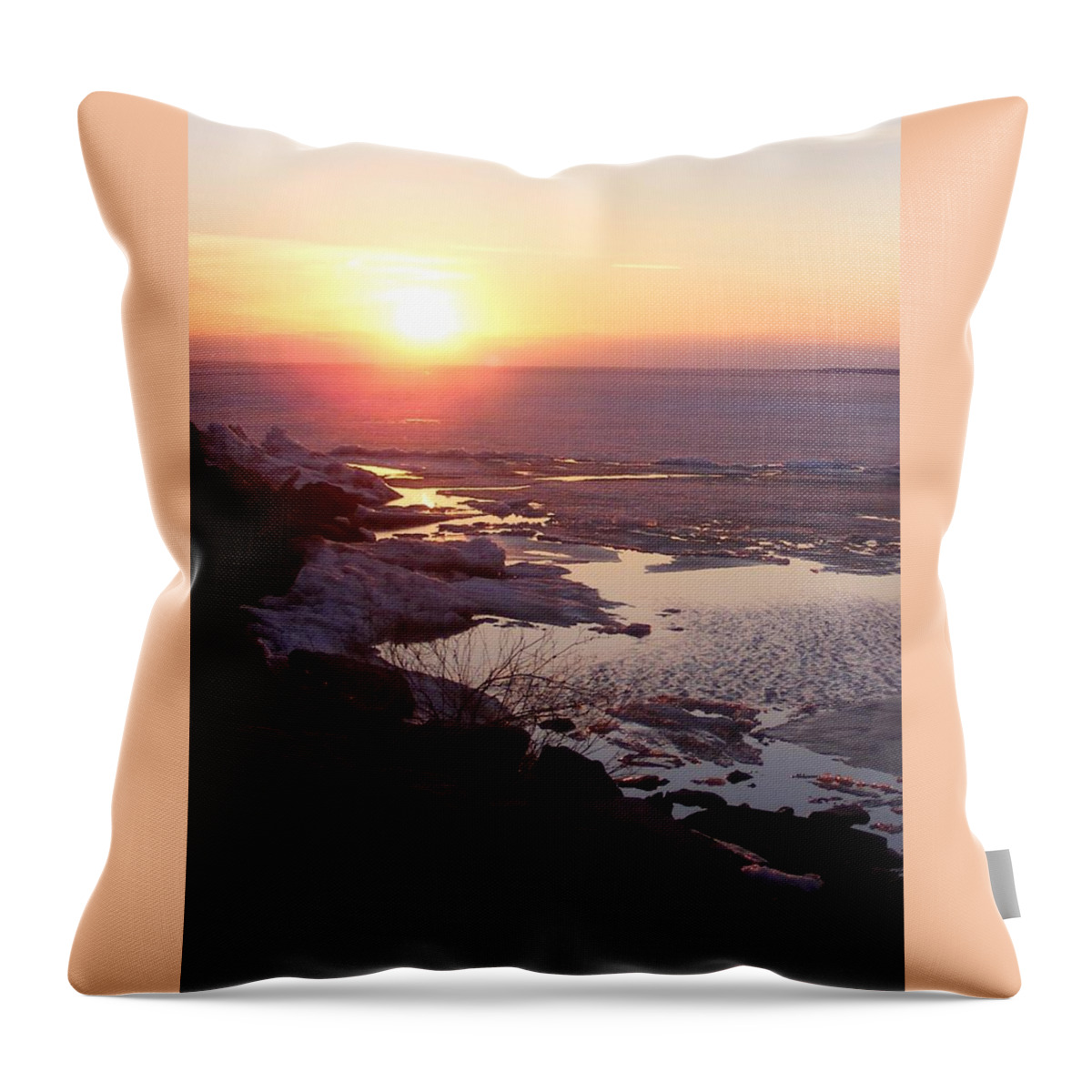 Evening Throw Pillow featuring the photograph Sunset over Oneida Lake - vertical by Lori Kingston