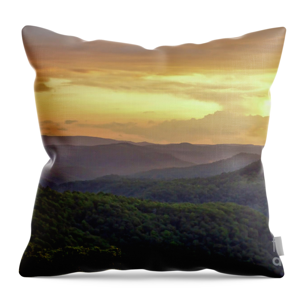 Sunset Throw Pillow featuring the photograph Sunset Over the Bluestone Gorge - Pipestem State Park by Kerri Farley